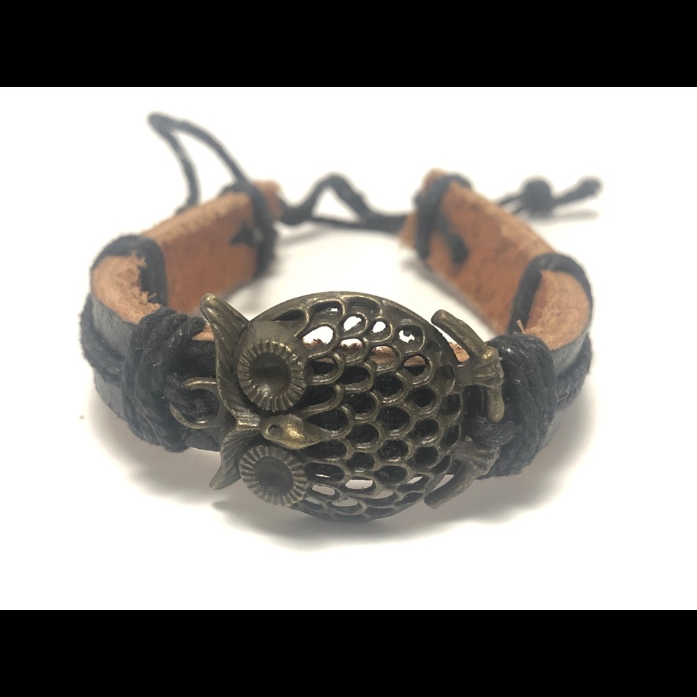 🦉 owl leather bracelet